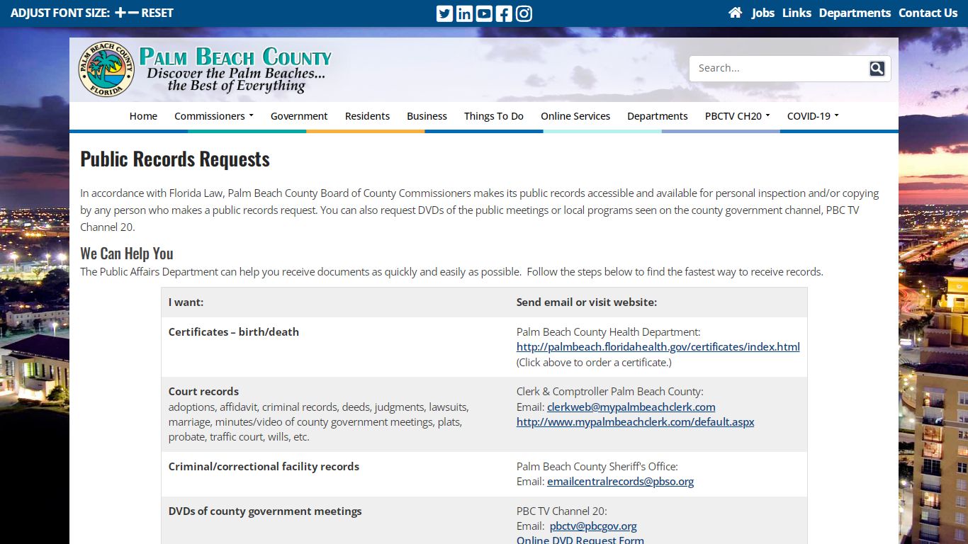 Public Records Requests - Palm Beach County, Florida