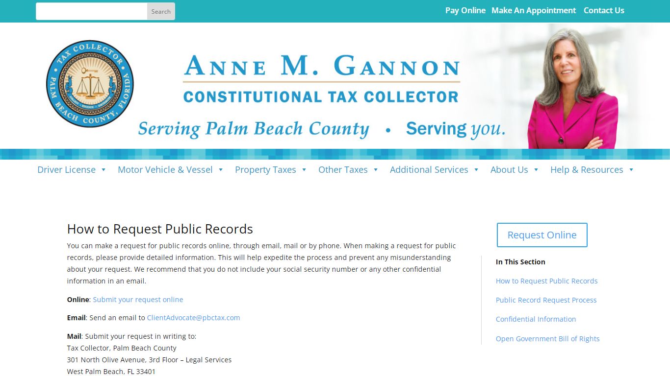 Public Record Requests - Constitutional Tax Collector